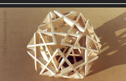 Dodecahedron wood sculpture made of 20 triangles (60pc)